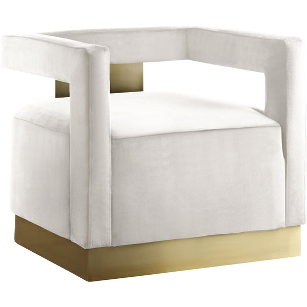 Meridian Armani Cream Velvet Accent Chair IMAGE 1