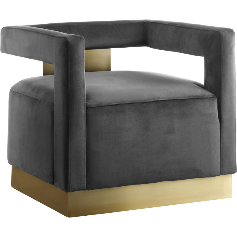 Meridian Armani Grey Velvet Accent Chair IMAGE 1