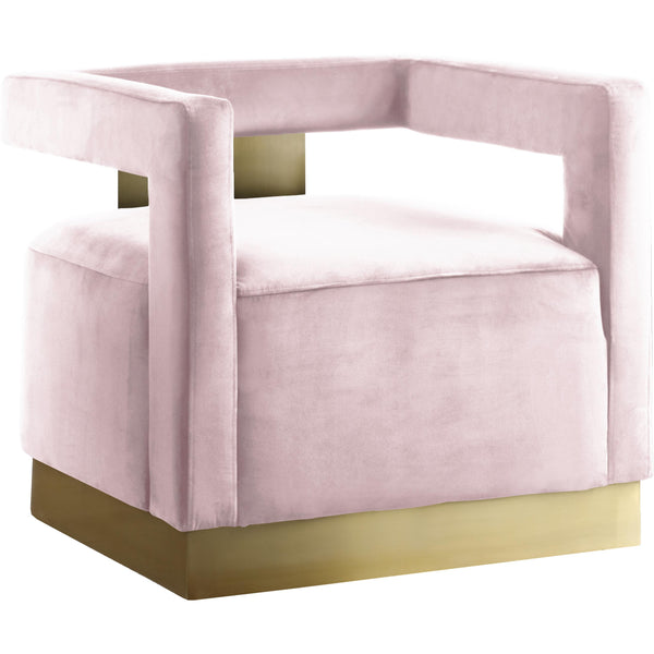 Meridian Armani Pink Velvet Accent Chair IMAGE 1