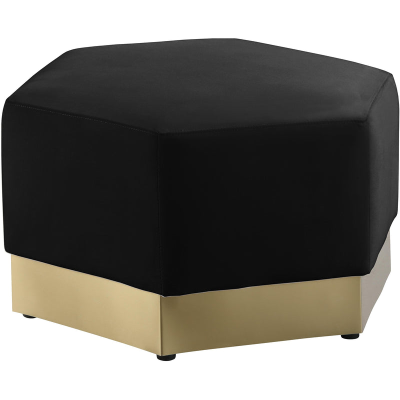 Meridian Marquis Black Velvet Ottoman IMAGE 1