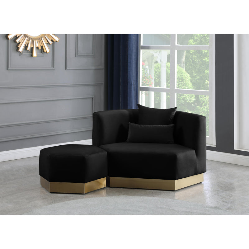 Meridian Marquis Black Velvet Ottoman IMAGE 4