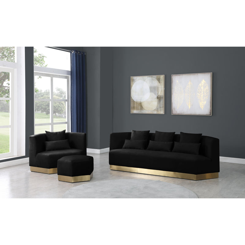 Meridian Marquis Black Velvet Ottoman IMAGE 5