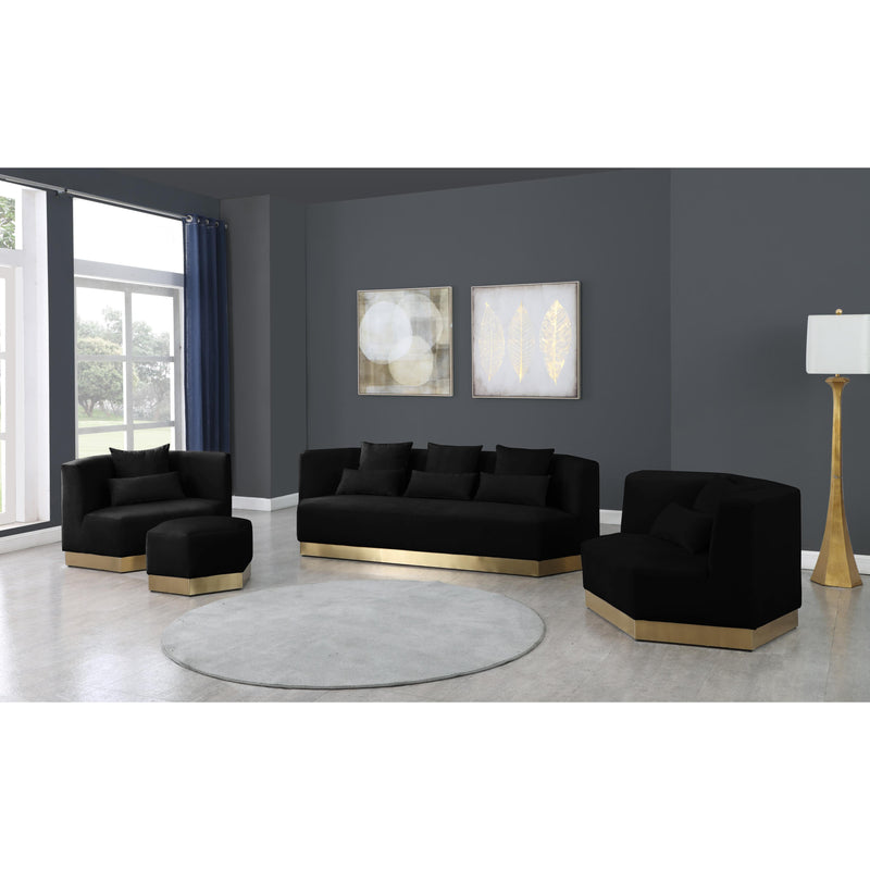 Meridian Marquis Black Velvet Ottoman IMAGE 6