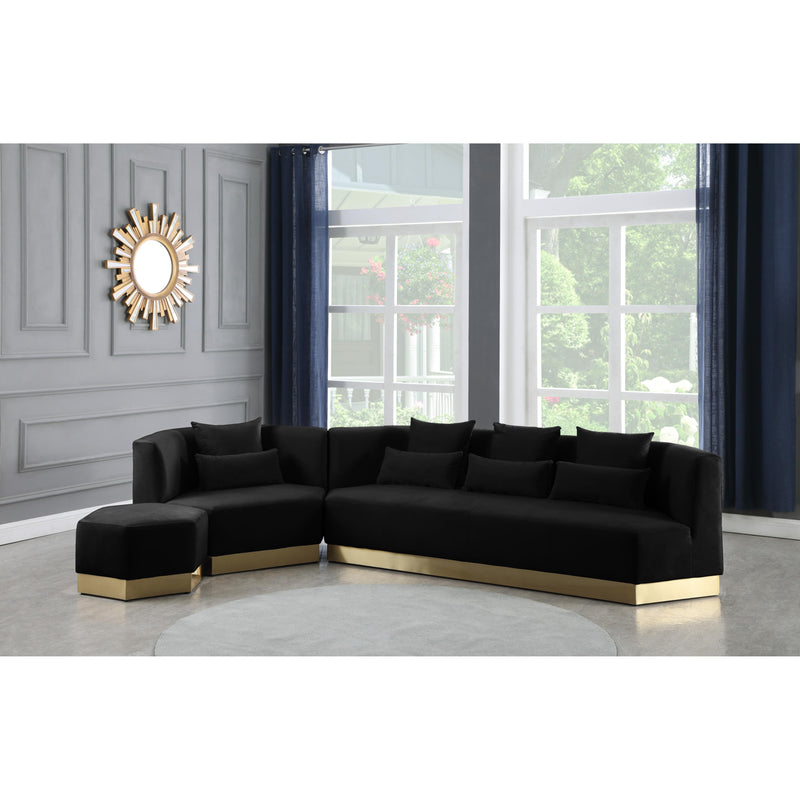 Meridian Marquis Black Velvet Ottoman IMAGE 7