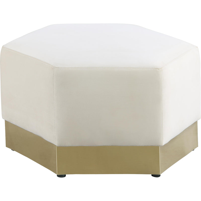 Meridian Marquis Cream Velvet Ottoman IMAGE 1