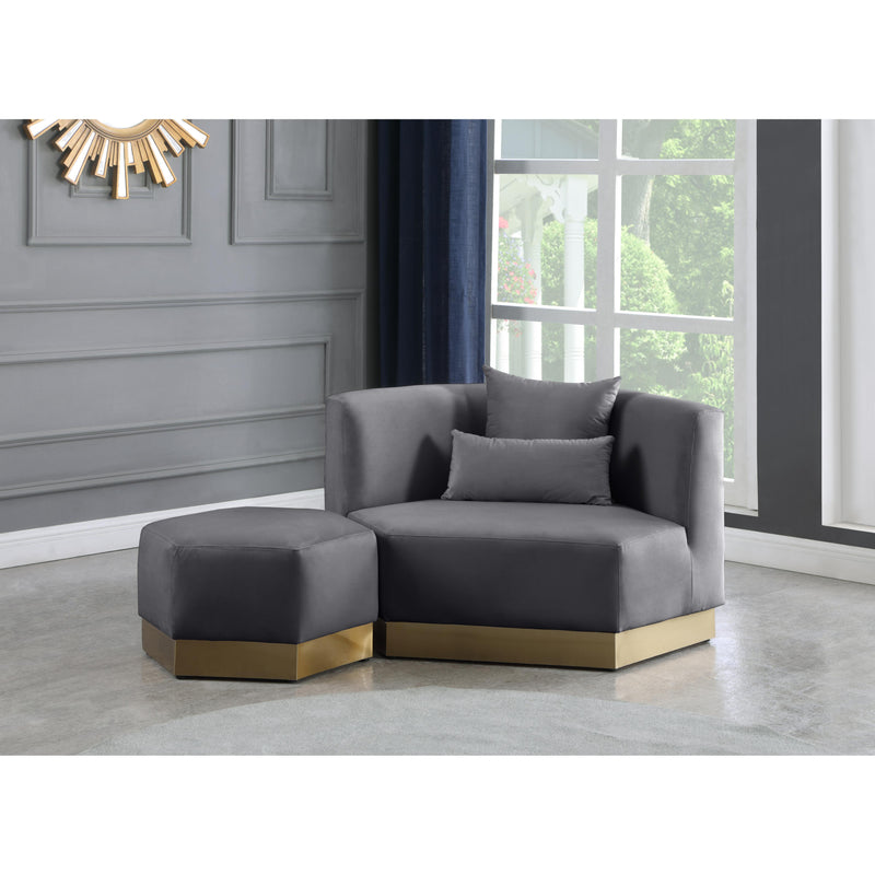 Meridian Marquis Grey Velvet Ottoman IMAGE 4