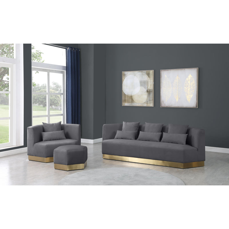 Meridian Marquis Grey Velvet Ottoman IMAGE 5