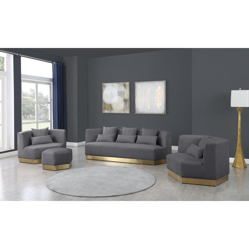 Meridian Marquis Grey Velvet Ottoman IMAGE 6