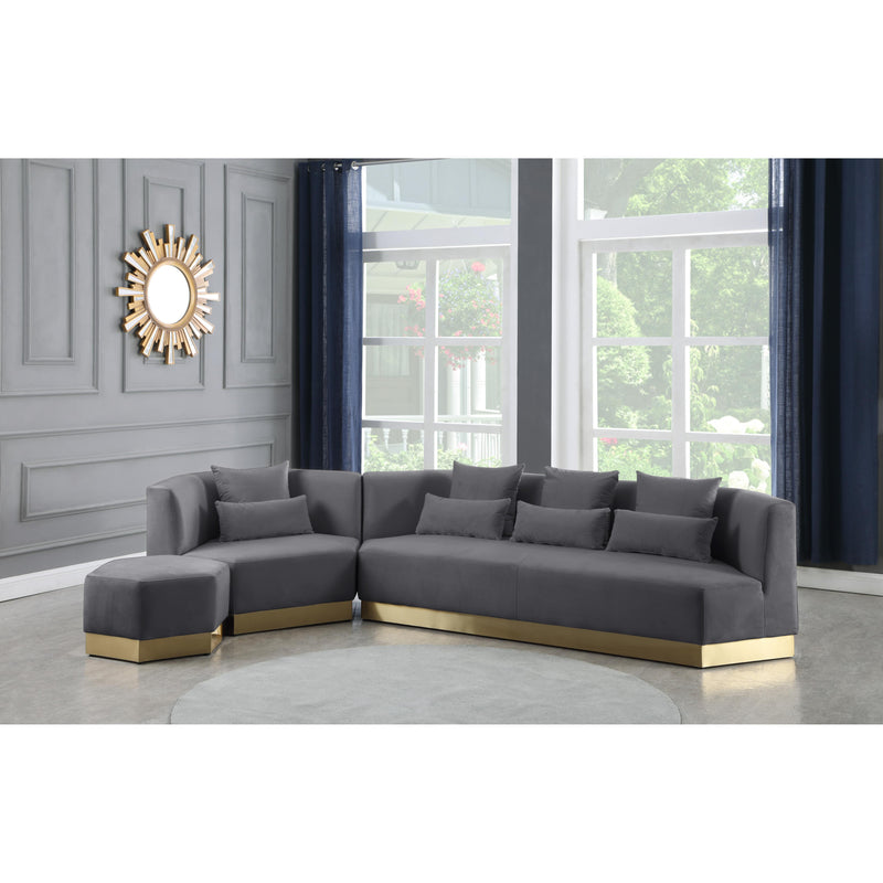 Meridian Marquis Grey Velvet Ottoman IMAGE 7