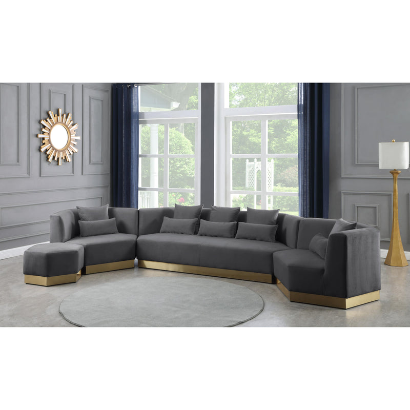 Meridian Marquis Grey Velvet Ottoman IMAGE 8