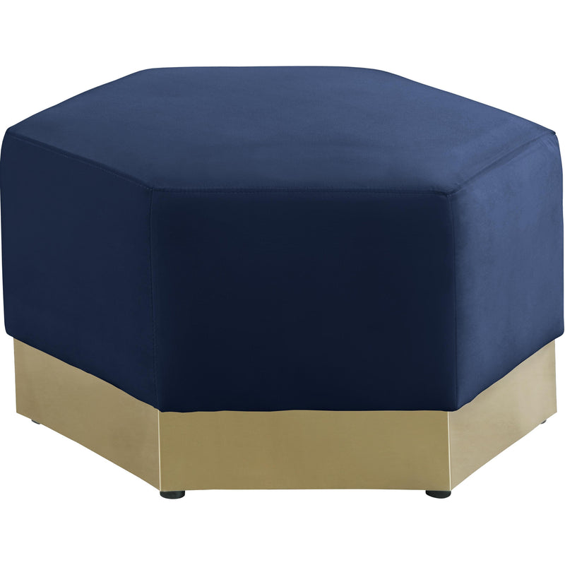 Meridian Marquis Navy Velvet Ottoman IMAGE 1