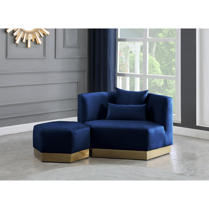 Meridian Marquis Navy Velvet Ottoman IMAGE 4