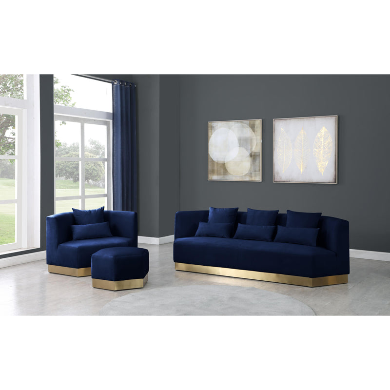 Meridian Marquis Navy Velvet Ottoman IMAGE 5