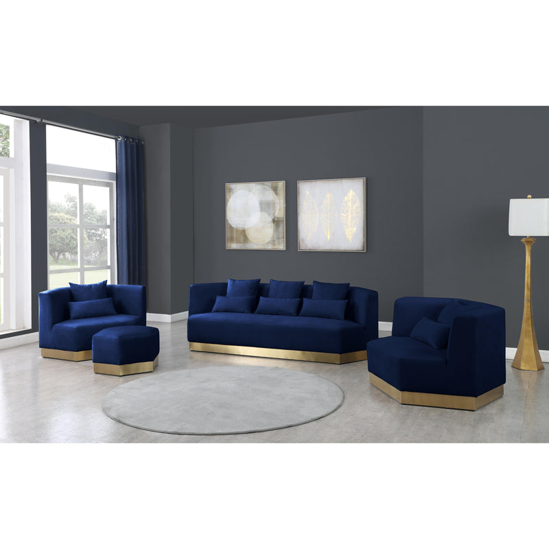 Meridian Marquis Navy Velvet Ottoman IMAGE 6