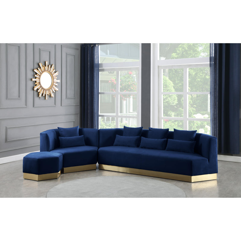 Meridian Marquis Navy Velvet Ottoman IMAGE 7