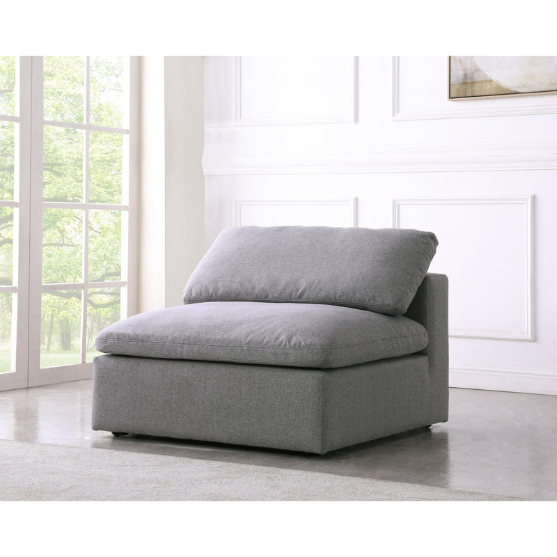 Meridian Serene Grey Linen Textured Fabric Deluxe Comfort Modular Armless Chair IMAGE 3