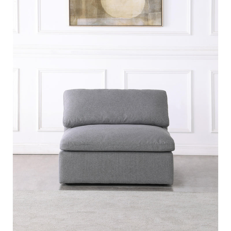 Meridian Serene Grey Linen Textured Fabric Deluxe Comfort Modular Armless Chair IMAGE 4