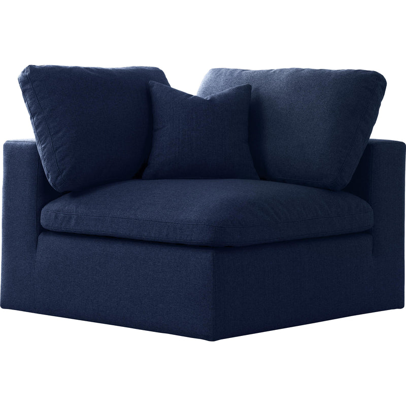 Meridian Serene Navy Linen Textured Fabric Deluxe Comfort Modular Corner Chair IMAGE 1