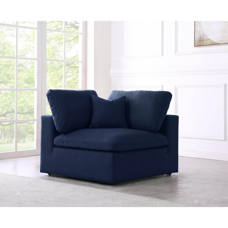 Meridian Serene Navy Linen Textured Fabric Deluxe Comfort Modular Corner Chair IMAGE 3