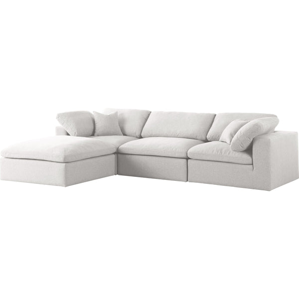 Meridian Serene Cream Linen Textured Fabric Deluxe Comfort Modular Sectional IMAGE 1