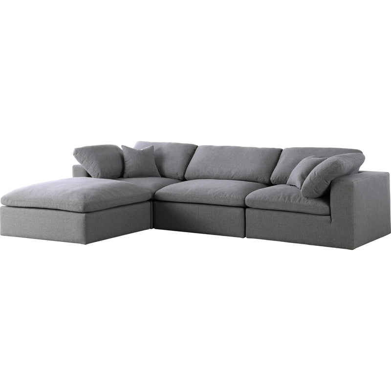 Meridian Serene Grey Linen Textured Fabric Deluxe Comfort Modular Sectional IMAGE 2