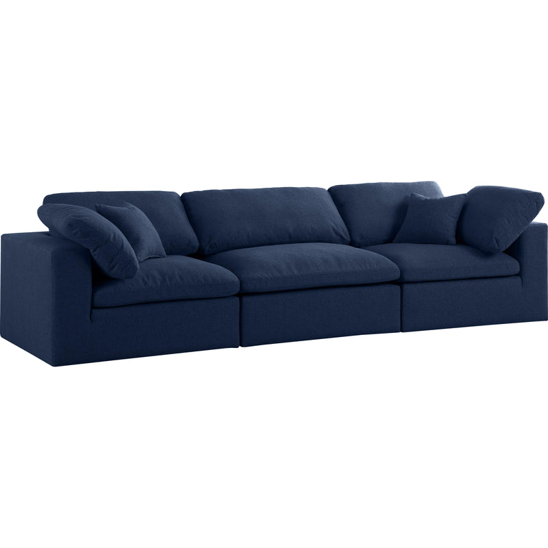 Meridian Serene Navy Linen Textured Fabric Deluxe Comfort Modular Sofa IMAGE 1