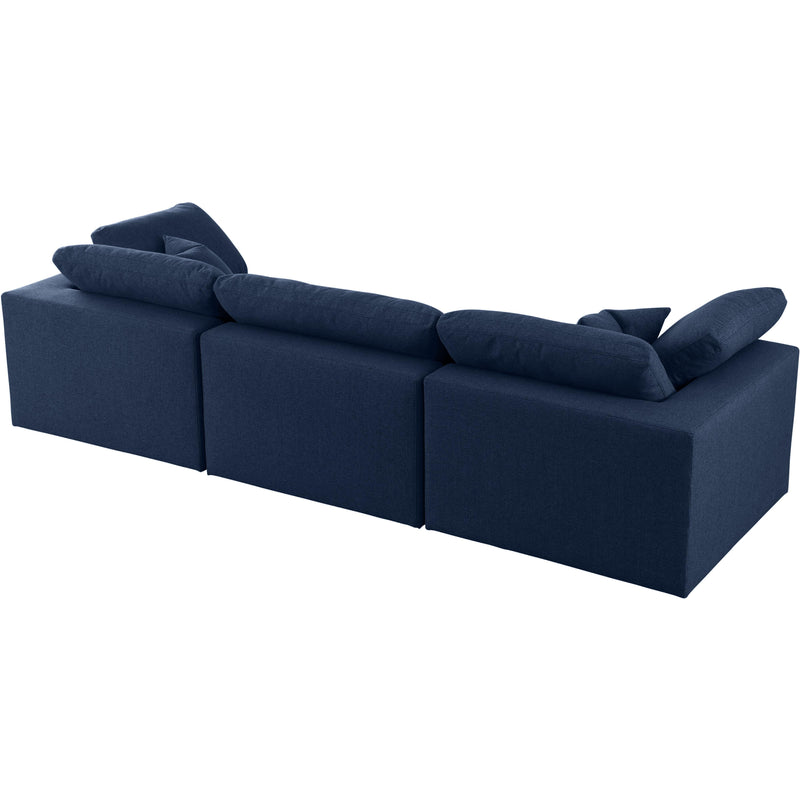 Meridian Serene Navy Linen Textured Fabric Deluxe Comfort Modular Sofa IMAGE 2