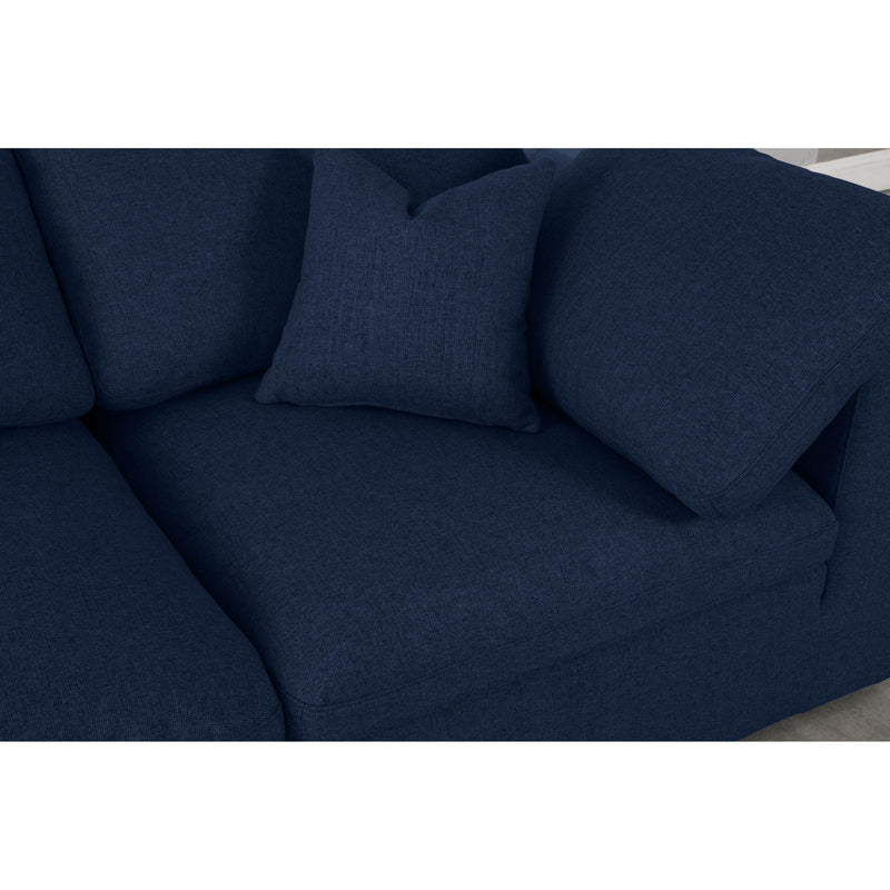 Meridian Serene Navy Linen Textured Fabric Deluxe Comfort Modular Sofa IMAGE 3