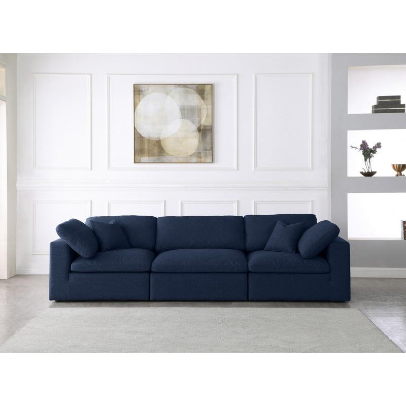 Meridian Serene Navy Linen Textured Fabric Deluxe Comfort Modular Sofa IMAGE 6