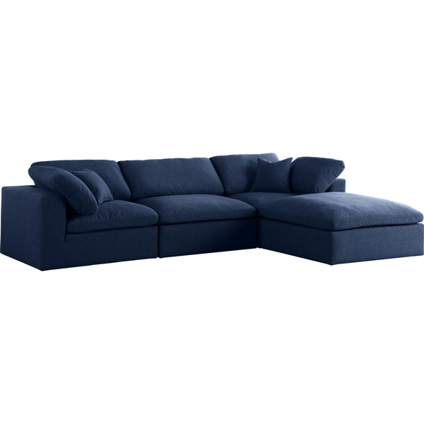 Meridian Serene Navy Linen Textured Fabric Deluxe Comfort Modular Sectional IMAGE 1