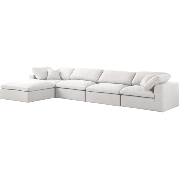 Meridian Serene Cream Linen Textured Fabric Deluxe Comfort Modular Sectional IMAGE 1