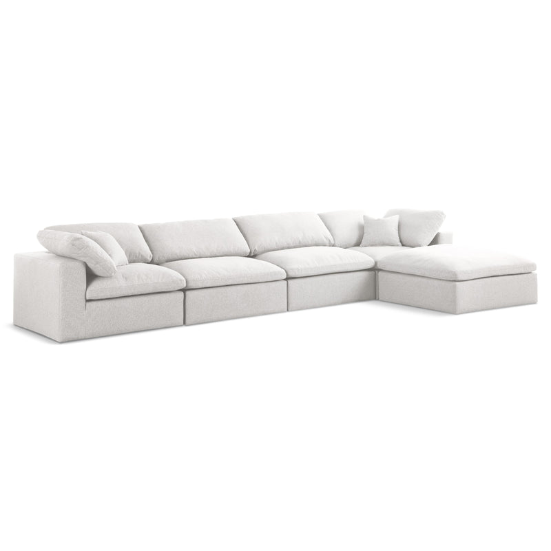 Meridian Serene Cream Linen Textured Fabric Deluxe Comfort Modular Sectional IMAGE 1