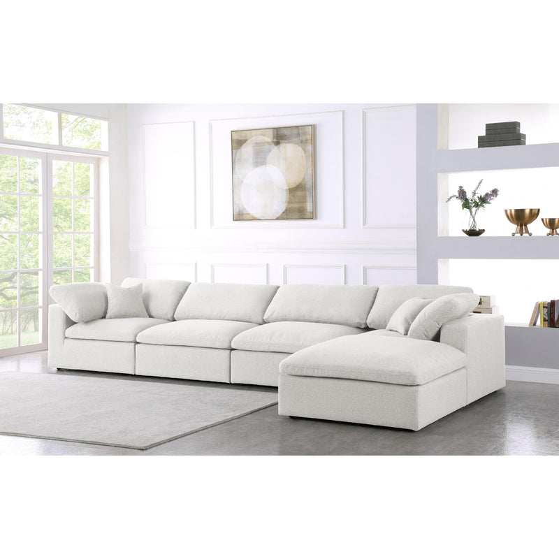 Meridian Serene Cream Linen Textured Fabric Deluxe Comfort Modular Sectional IMAGE 4