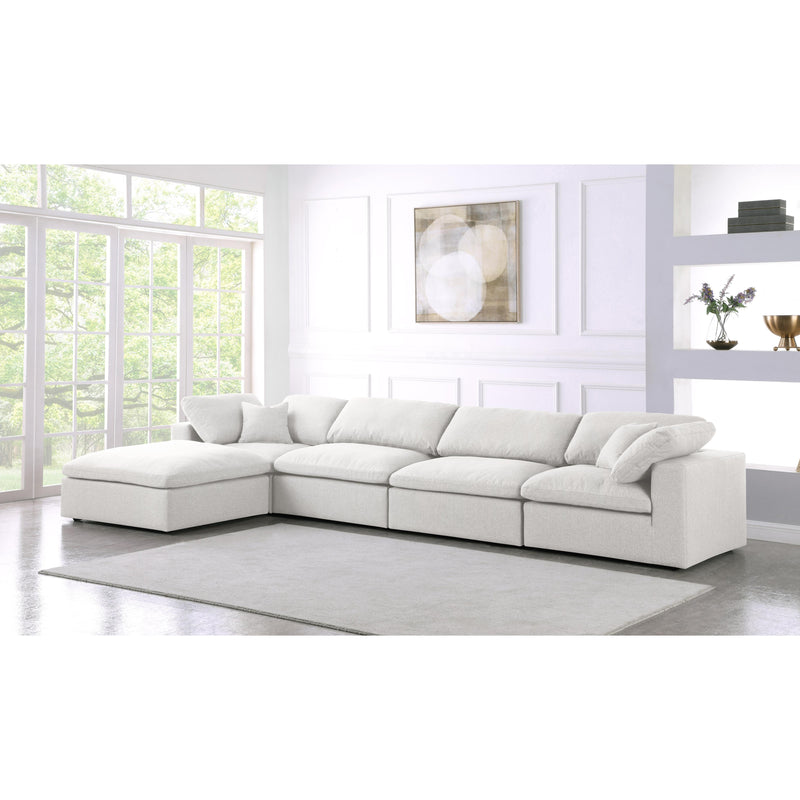 Meridian Serene Cream Linen Textured Fabric Deluxe Comfort Modular Sectional IMAGE 5