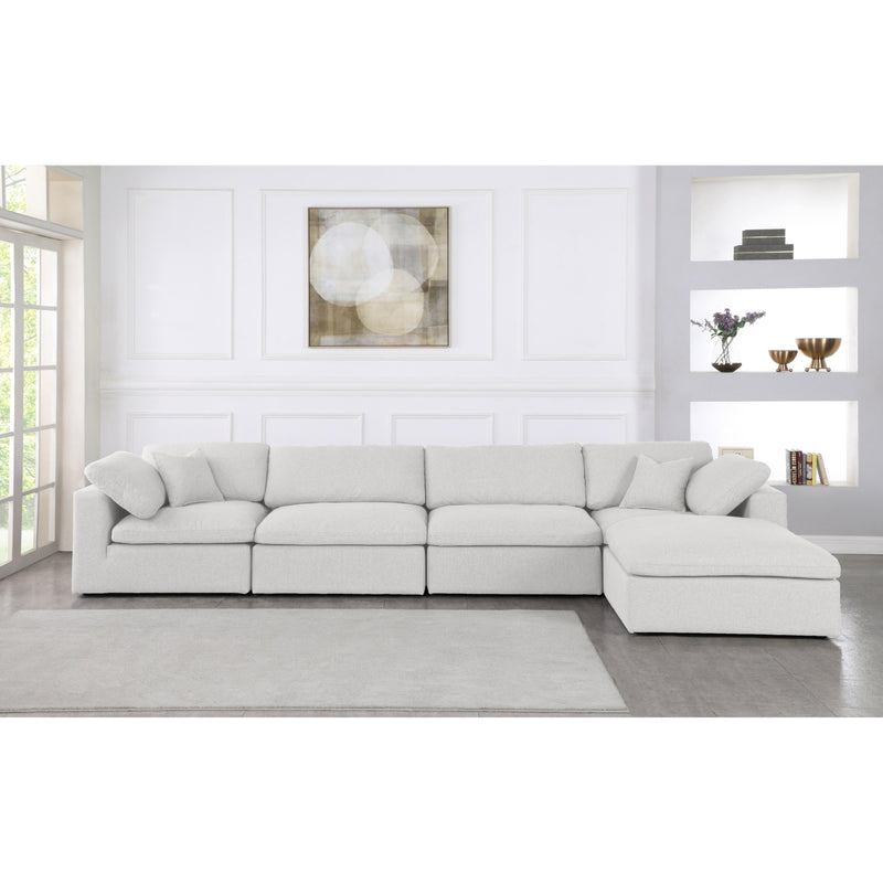 Meridian Serene Cream Linen Textured Fabric Deluxe Comfort Modular Sectional IMAGE 7