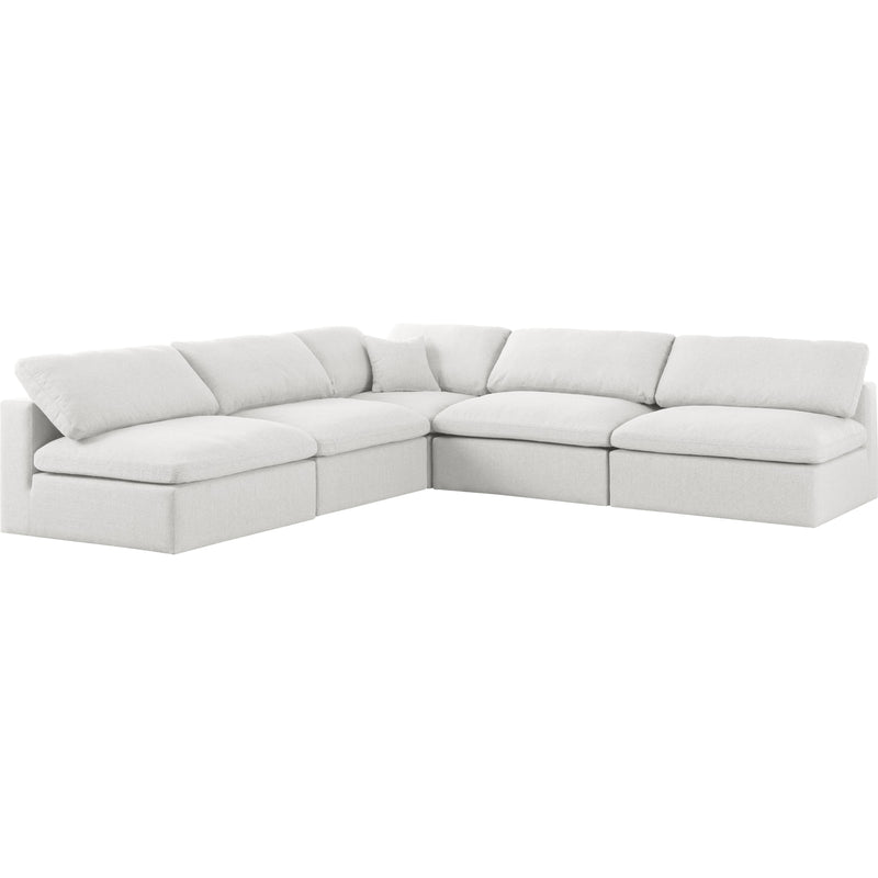 Meridian Serene Cream Linen Textured Fabric Deluxe Comfort Modular Sectional IMAGE 1