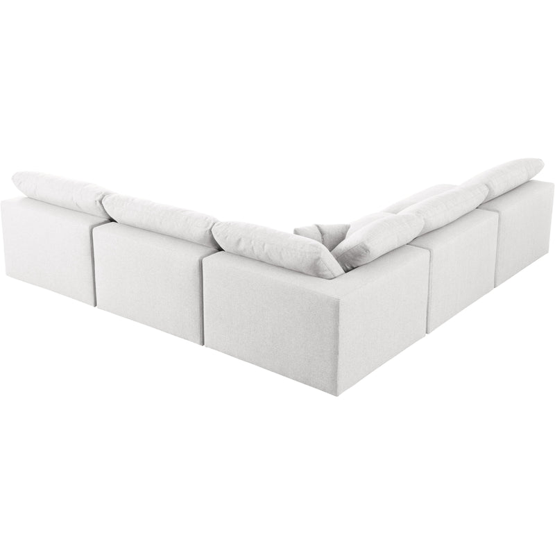 Meridian Serene Cream Linen Textured Fabric Deluxe Comfort Modular Sectional IMAGE 2