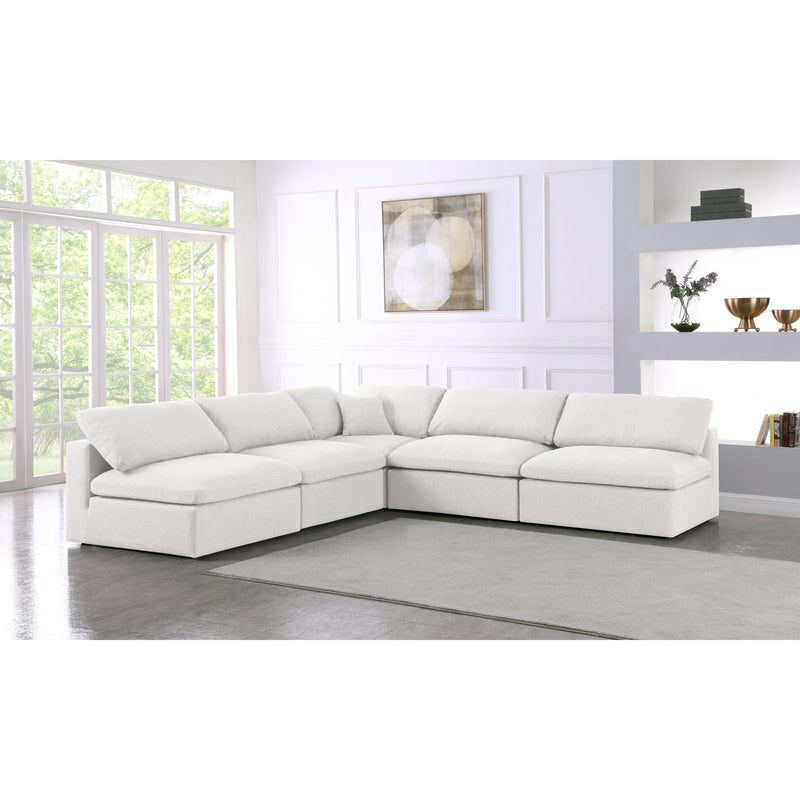 Meridian Serene Cream Linen Textured Fabric Deluxe Comfort Modular Sectional IMAGE 3