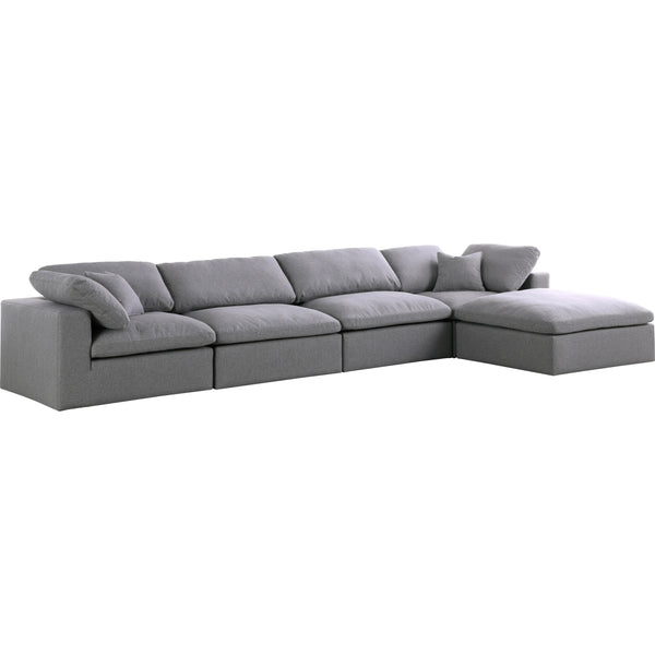 Meridian Serene Grey Linen Textured Fabric Deluxe Comfort Modular Sectional IMAGE 1