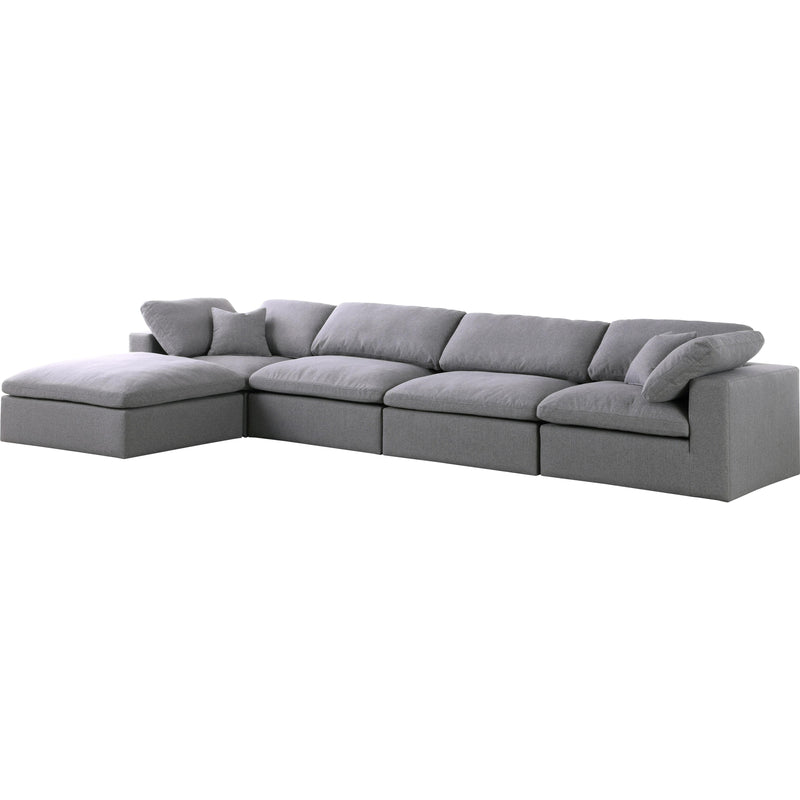 Meridian Serene Grey Linen Textured Fabric Deluxe Comfort Modular Sectional IMAGE 2