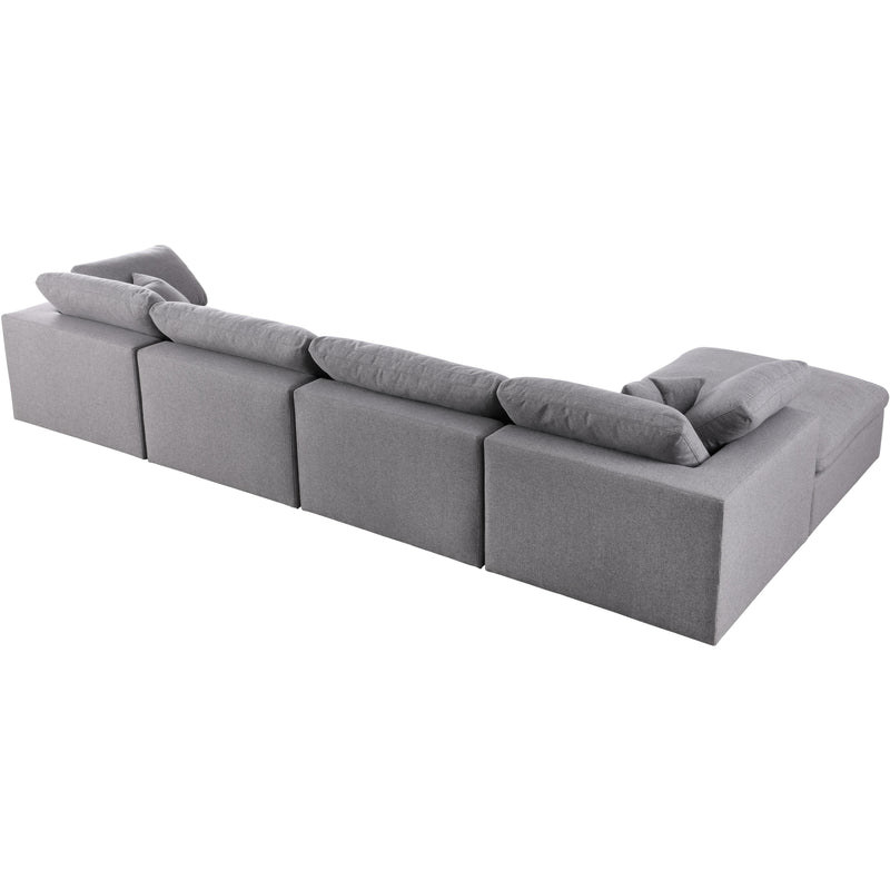 Meridian Serene Grey Linen Textured Fabric Deluxe Comfort Modular Sectional IMAGE 4