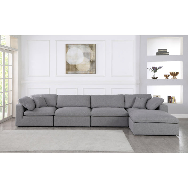 Meridian Serene Grey Linen Textured Fabric Deluxe Comfort Modular Sectional IMAGE 9