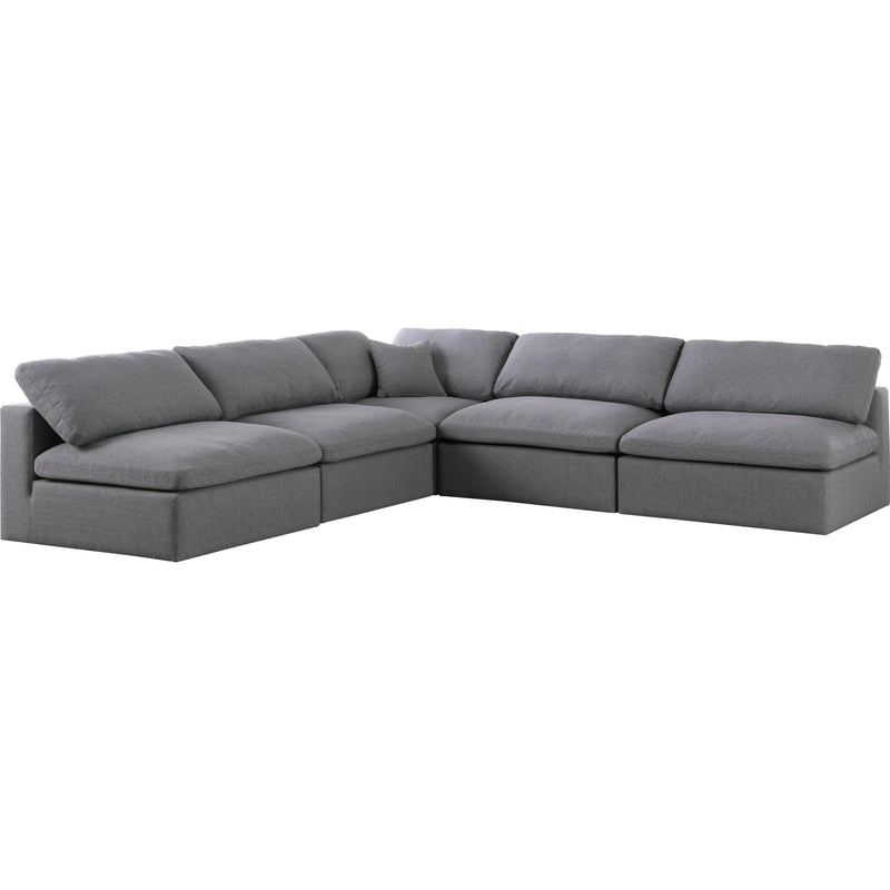 Meridian Serene Grey Linen Textured Fabric Deluxe Comfort Modular Sectional IMAGE 1