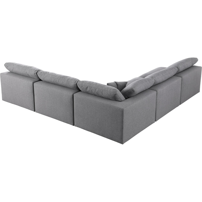 Meridian Serene Grey Linen Textured Fabric Deluxe Comfort Modular Sectional IMAGE 2