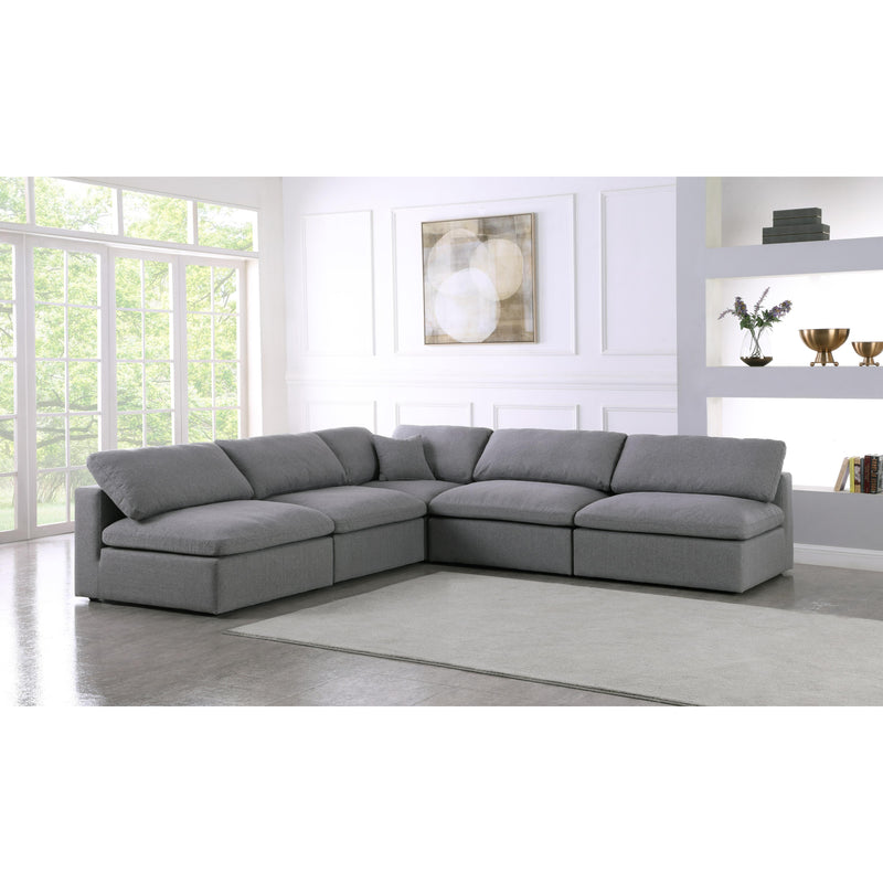 Meridian Serene Grey Linen Textured Fabric Deluxe Comfort Modular Sectional IMAGE 3