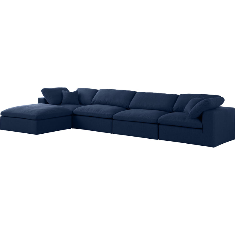 Meridian Serene Navy Linen Textured Fabric Deluxe Comfort Modular Sectional IMAGE 2