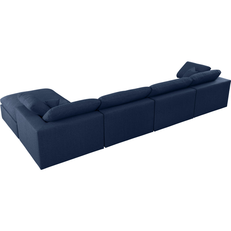 Meridian Serene Navy Linen Textured Fabric Deluxe Comfort Modular Sectional IMAGE 3