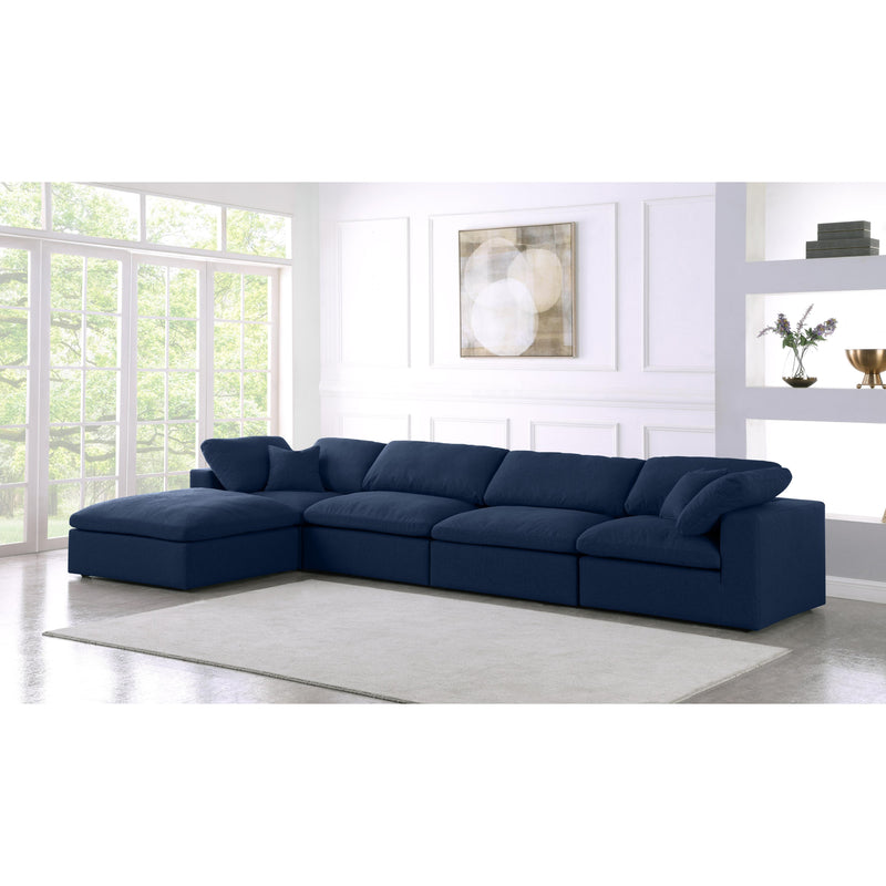 Meridian Serene Navy Linen Textured Fabric Deluxe Comfort Modular Sectional IMAGE 6