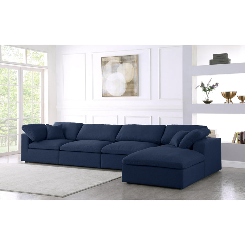 Meridian Serene Navy Linen Textured Fabric Deluxe Comfort Modular Sectional IMAGE 7