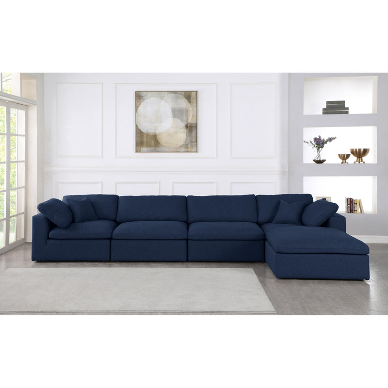 Meridian Serene Navy Linen Textured Fabric Deluxe Comfort Modular Sectional IMAGE 8